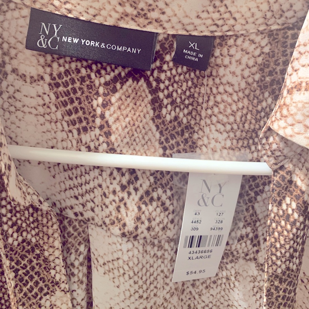 Long Sleeve Snake Skin Print Button Down Blouse